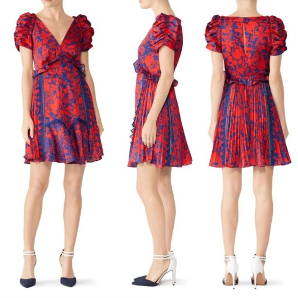 Self-Portrait Red Floral Mini Dress 17449 - Picture 1 of 16